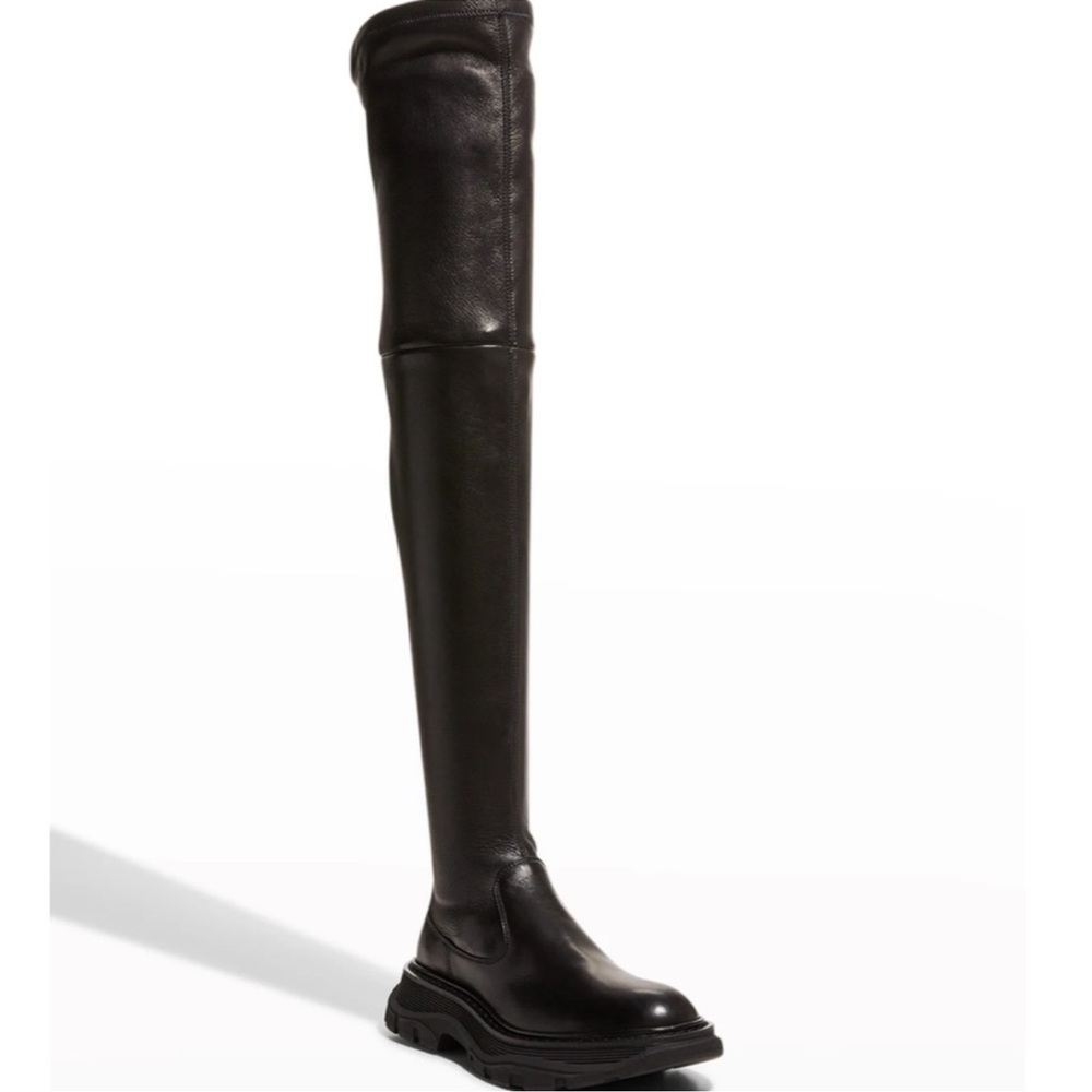 ALEXANDER MCQUEEN Tread Leather Over-The-Knee Boots Size 36 - Picture 5 of 16